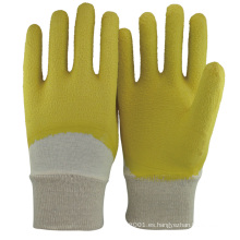 NMSAFETY 3/4 recubierto de guantes de goma de algodón amarillo / guante de goma de látex MUESTRA GRATUITA